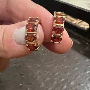 Elegant Gold- filled Red Gemstone Earrings